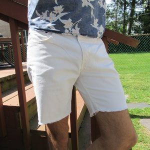 Handcut White Cutoff Short